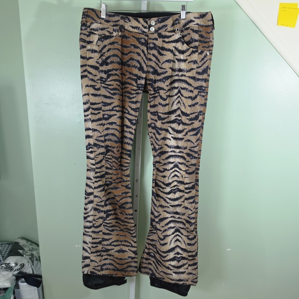 B by Burton Lizzy Slim Fit Shell Snowboard Pants  Metallic Tiger Print Womens XL